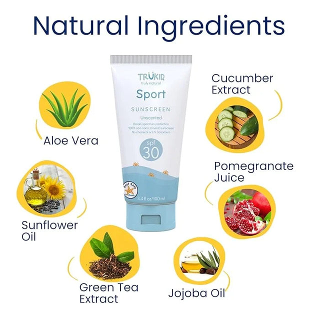 TruKid Sport SPF30 Face Sunscreen Unscented 3.4oz Baby Sunscreen, Natural Ingredients Kids Sunscreen, Reef-Friendly Travel...