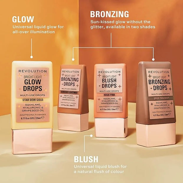 Revolution, Bright Light Glow Blush Drops, Builable Liquid Blush for Face, Infused with Hyaluronic Acid, Vegan & Cruelty-F...