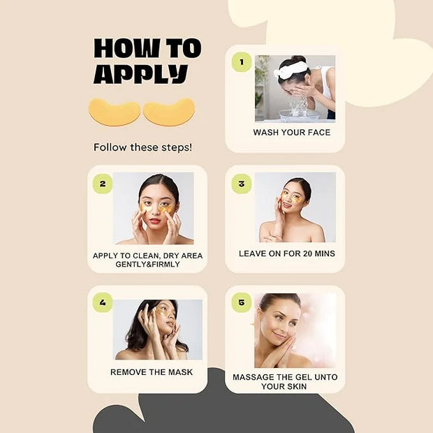 24K Gold Under Eye Patches (20 Pairs) Anti-Aging, Hydrating, Depuffing, Dark Circles, Wrinkles, Collagen & Hyaluronic Acid...