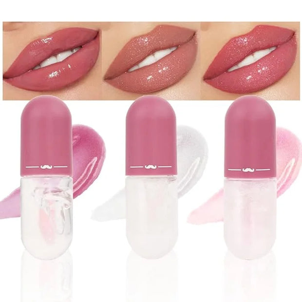 evpct 3Pcs Mini Clear Color Changing PH Tinted Lip Gloss Set for Women Girls 10-12 Pink Mood Lip Oil Gloss Balm Tint Stain...