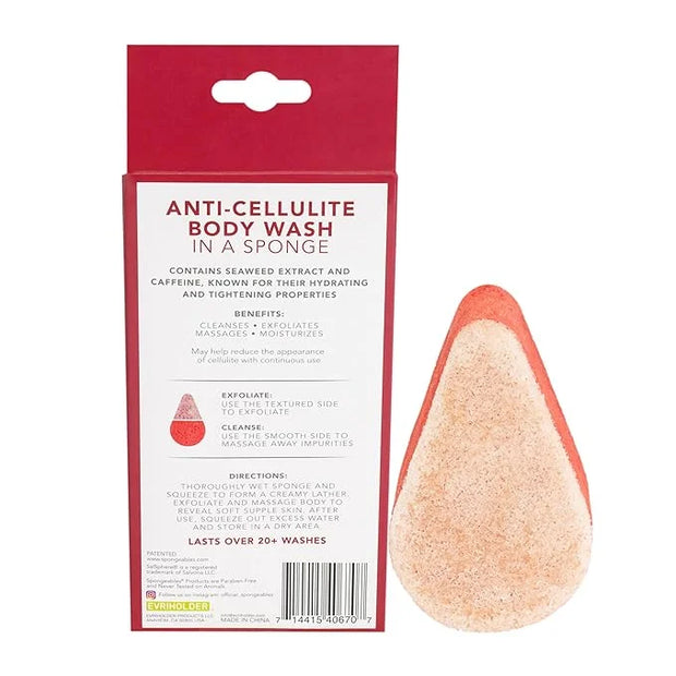 Spongeables Anti Cellulite Body Wash in a 20+ Wash Sponge, English Rose, 3 Count - Product Image