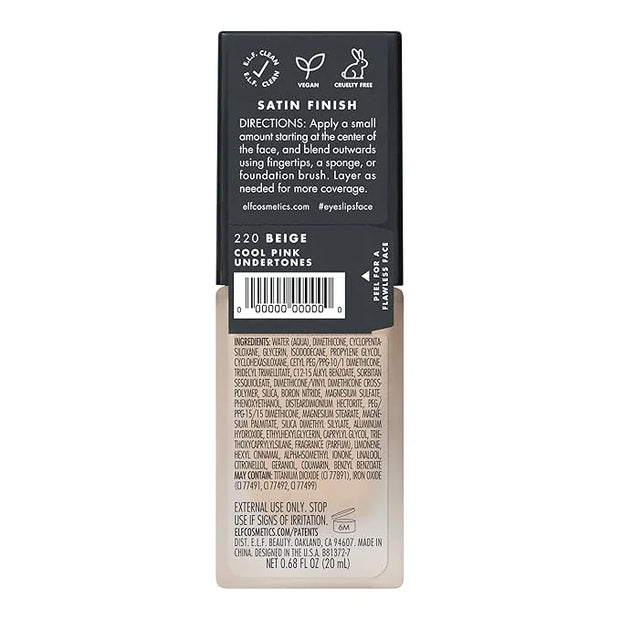 e.l.f. Flawless Finish Foundation, Improves Uneven Skin Tone, Lightweight, Medium Coverage & Semi-Matte, Vegan & Cruelty-F...