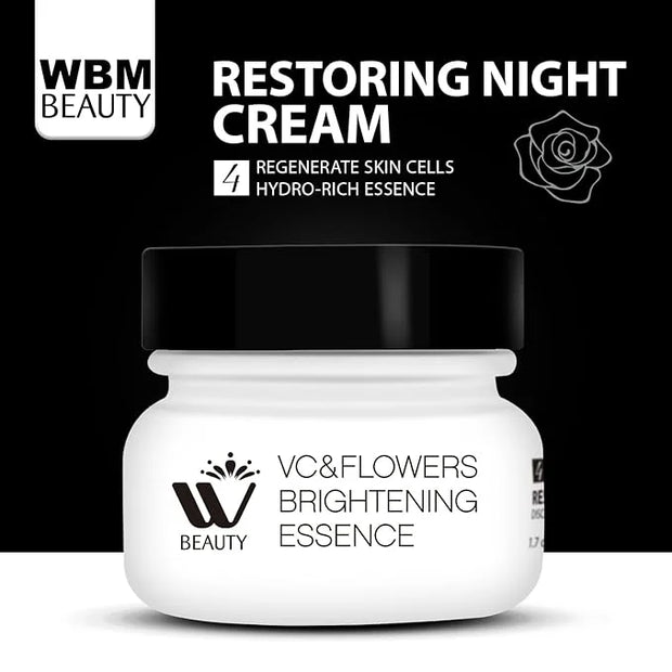 Restoring Night Cream for Face, Anti-Aging Moisturizer with Hydro-Rich Essence. Skin-renewing face cream for a hydrated, y...