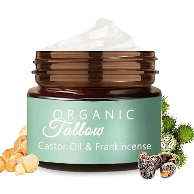 Grass Fed Beef Tallow with Frankincense Oil and Castor Oil, Organic Grass Fed Beef Tallow for Skin, Whipped Beef Tallow Fr...