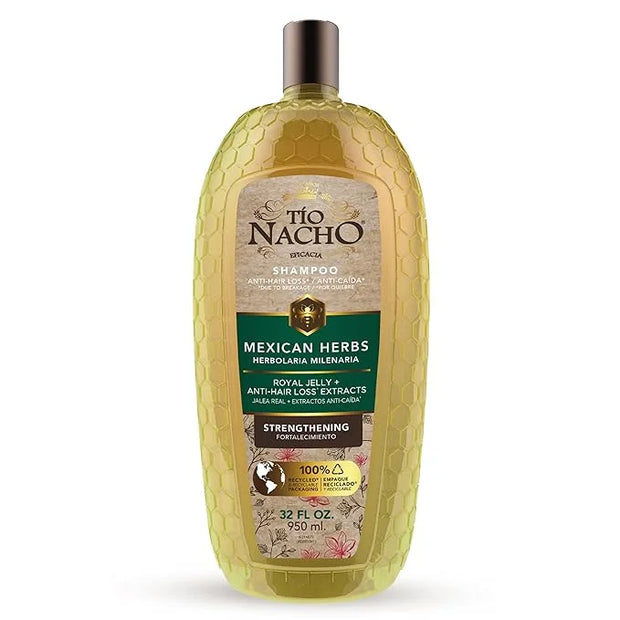 Tio Nacho Mexican Herbs Shampoo, Strengthening, Anti Hair Loss & Anti Breakage with Royal Jelly, Ginseng & Jojoba, Paraben...