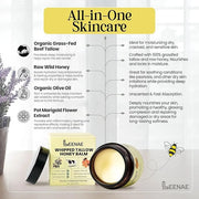 Whipped Beef Tallow Honey Balm | Grass Fed Tallow Face Moisturizer | Natural Unscented Beef Tallow for Skin with Olive Oil...