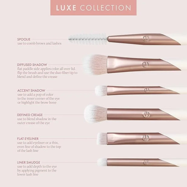 EcoTools Luxe Exquisite Eye Makeup Brush Kit, For Eyeshadow, Eyeliner, & Brow Makeup, Professional Eye Brush Set, Eco-Frie...