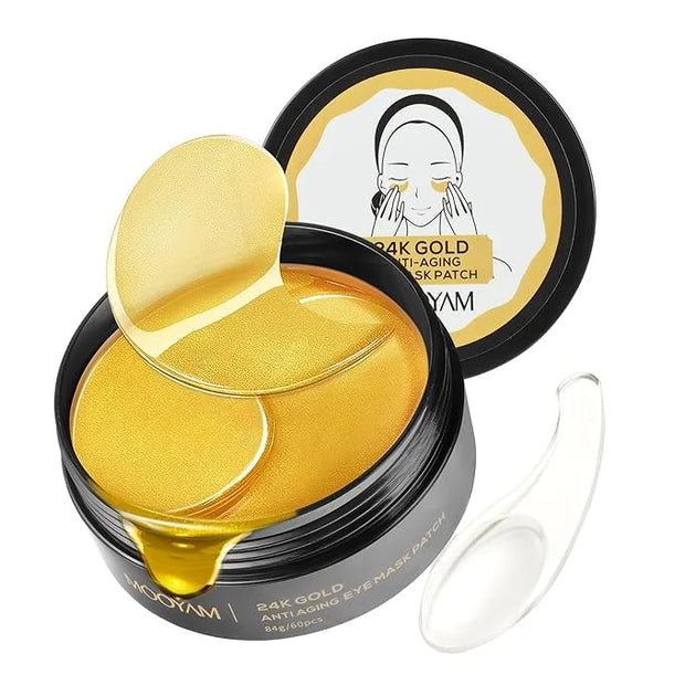 IREV 24k Gold Eye Treatment Mask 60PCS Under Eye Patch Cooling Under Eye Pads for Brightening Repairing and Refreshing You...