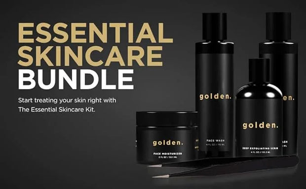 Golden Grooming Co. Essential Skincare Set for Men | Complete Face & Body Care Kit with Face Wash, Exfoliating Scrub, Body...