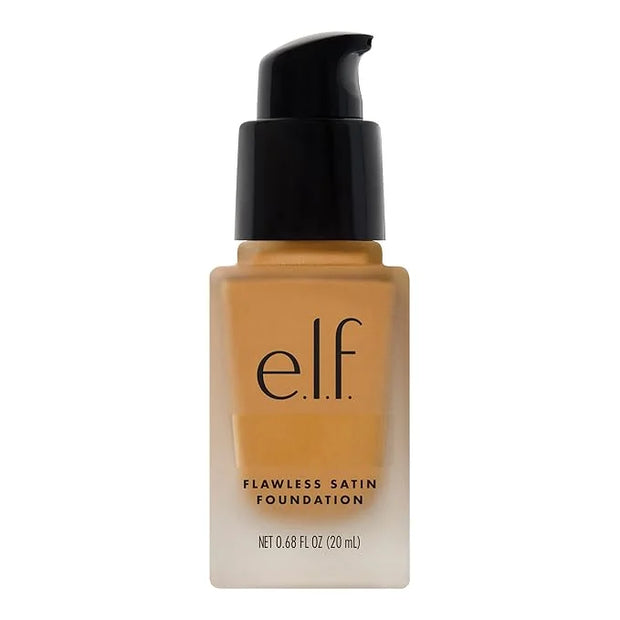 e.l.f. Flawless Satin Foundation, Lightweight & Medium Coverage, Semi-Matte Finish, Vegan & Cruelty-Free, Almond, 0.68 Fl ...