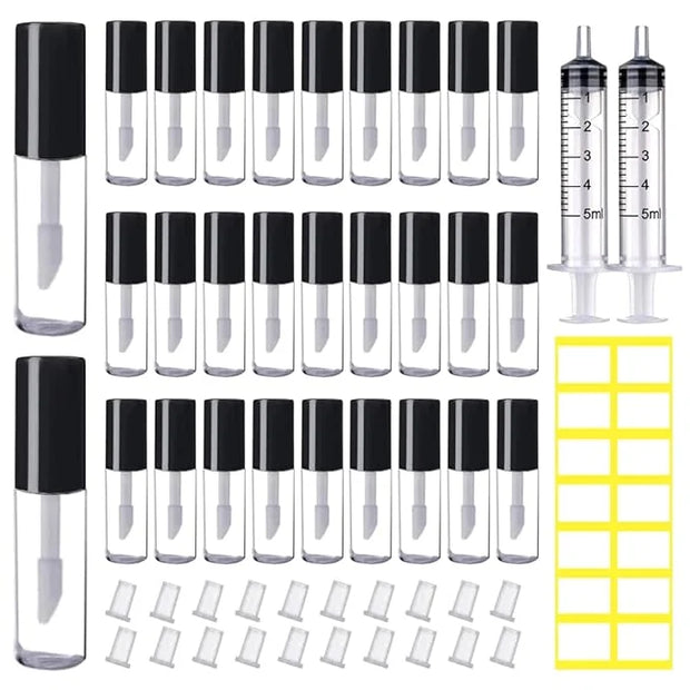 AMORIX 50PCS Mini Lip Gloss Tubes with Wand 1.2ml Empty Containers Clear Refillable Travel Lip Balm Bottles for Samples wi...