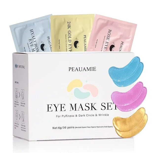 Under Eye Patches Gold and Hyaluronic Acid for puffy eyes,Rose Eye Masks for Dark Circles and Puffiness skin care Smooth W...
