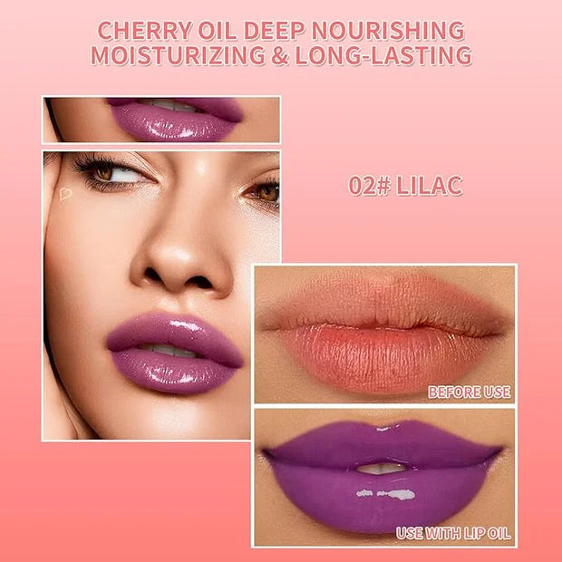 Hydrating Lip Glow Oil Long-Lasting Nourishing Lip Gloss Moisturizing Non-Sticky Plumping Lip Stain Tinted Cherry Oil Lip ...