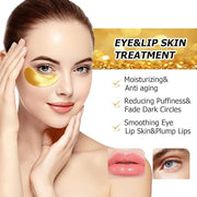 40 Pairs Pink Lip Masks & Eye Masks, 24K Gold Gel Collagen Eye Patches for Puffy Eyes, Dark Circles, Wrinkles and Eye Bags...
