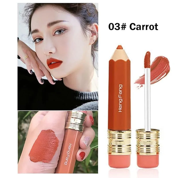 2 Color Pencil Shaped Lip Gloss,Matte Hydrating Liquid Lipstick for Women Long Lasting Lip Tint Non-sticky Nourishing Lip ...