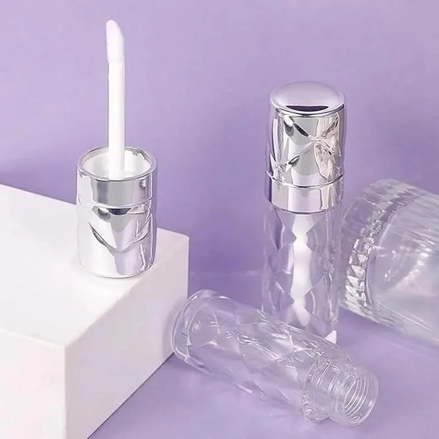 silver Empty lip gloss tubes with wand prismatic Lipgloss tube containers for lip oil packing - Product Image