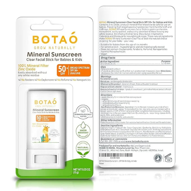 baby Mineral Sunscreen Stick 100% Zinc Oxide SPF 50+ Water Resistant UVA/UVB Protection Easy to Apply Fragrance Free, babi...