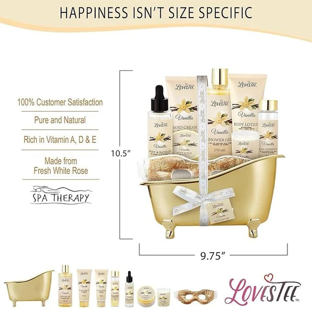 Mothers Day Gifts, Spa Basket for Women, Vanilla Bath & Body Set, Christmas & Birthday Gift, Includes Shower Gel, Body Lot...