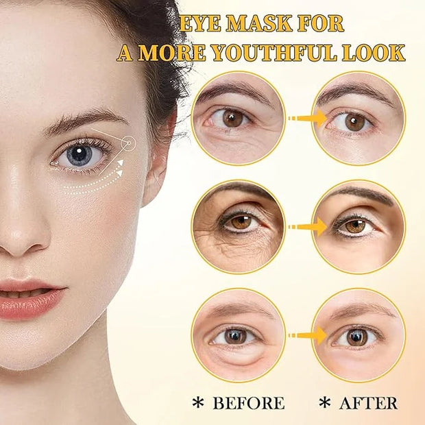 Avocado Golden Under Eye Mask Skincare 60 Pairs Set, Moisturizing Non-greasy Under Eye Patches for Women and Men, Travel S...