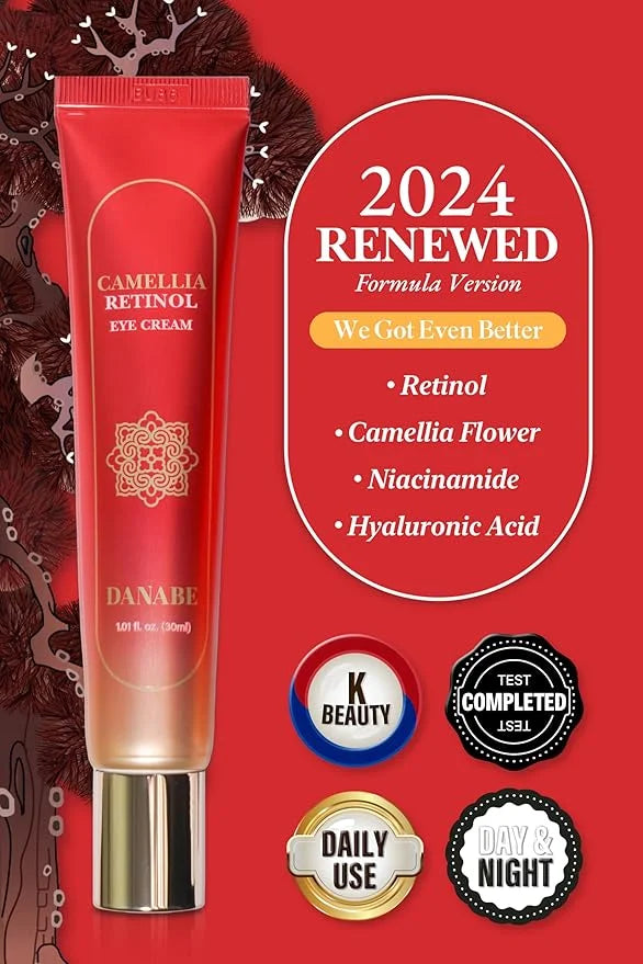 Camellia Retinol Eye Cream with Hyaluronic Acid | Daily Korean Eye Cream, Hydrating Eye Cream to Reduce Wrinkles, Fine Lin...