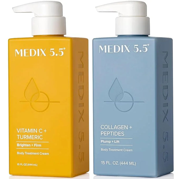 Medix 5.5 Vitamin C Lotion + Collagen Cream Anti Aging Moisturizer Skin Care Set, Collagen Lotion Targets Wrinkles, Saggin...