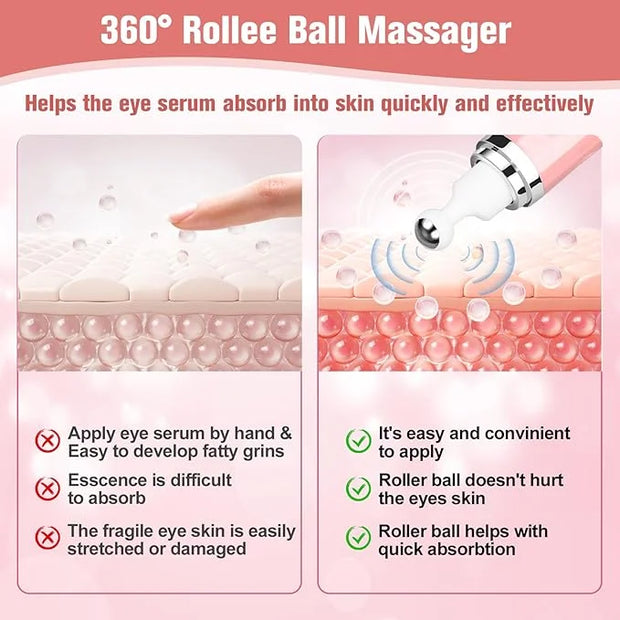 5% Caffeine Eye Serum, Cream with 360°Massage Ball for Dark Circles, Puffiness and Fine Lines, 0.5 fl.oz Under Eye Roller ...