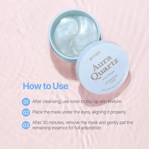 PETITFEE Aura Quartz Hydrogel Eye Mask Blue 60 pcs (30 pairs) - Eye Patch for Dark Circles, Brightens Under Eyes, Glutathi...