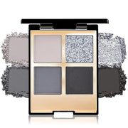 4 Colors Eyeshadow Makeup Palette,Black Gray Highly Pigmented Natural Neutral Nude Smoke Eye Shadow Palette with Mirror,Lo...