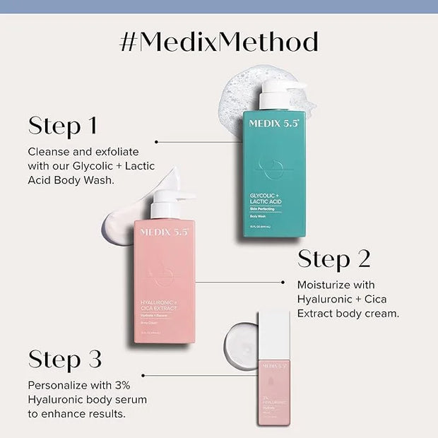 Medix 5.5 Hyaluronic Acid Body Cream Moisturizer Lotion + 3% Concentrated Hyaluronic Acid Body Serum & Body Booster | 2PC ...