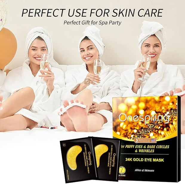 Under Eye Patches (24 Pairs) - Gifts for Women - Golden Under Eye Mask for Dark Circles, Puffiness & Wrinkles, Eye Gels Pa...