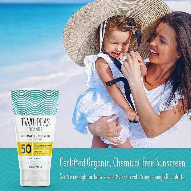 All Natural Organic SPF 50 Sunscreen Lotion - Coral Reef Safe - Baby, Kid & Family Friendly - Chemical Free Mineral Based ...