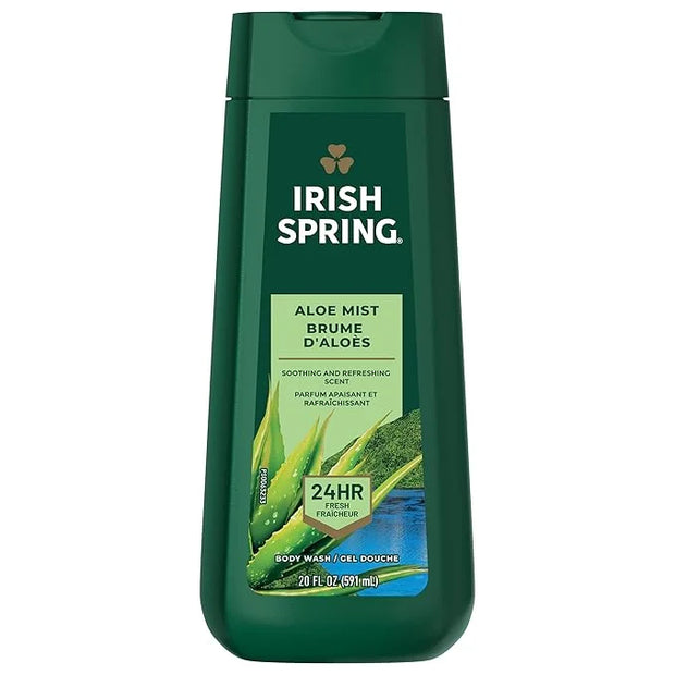 Irish Spring Men's Body Wash Shower Gel, Aloe Mist, 20 Oz, 4 Pack - Product Image