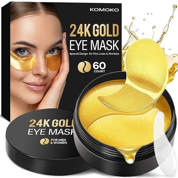 Komoko 30-Pairs 24K Gold Under Eye Patches, Skin Care, Golden Under Eye Mask Anti-Aging Collagen & Amino Acid, Eye Mask fo...