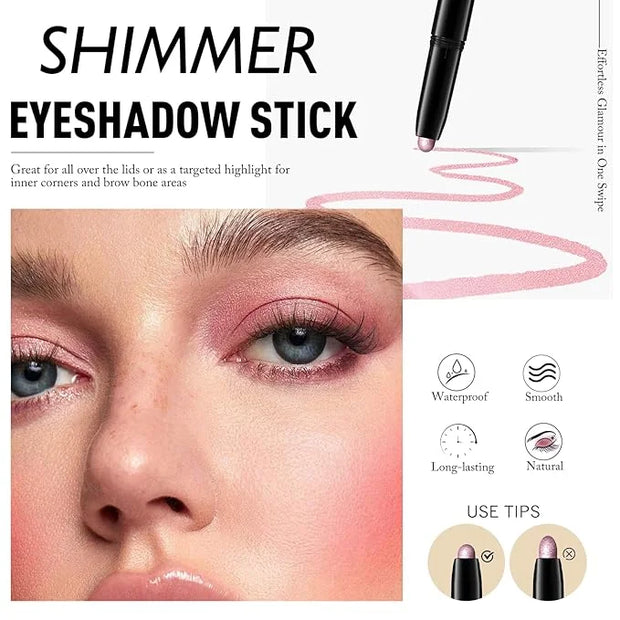 Eyeshadow Stick Waterproof Cream Eye Brighten Shadow Pencil Long-Lasting Crease-Proof Shimmer Glitter Eyeshadow Crayon Smo...
