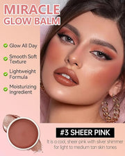 Multi Glow Balm,Miracle Glow Balm Tinted Face Creamy Blush for Cheeks Lip Eye,Hydrating Lightweight & Blendable Color,Shim...