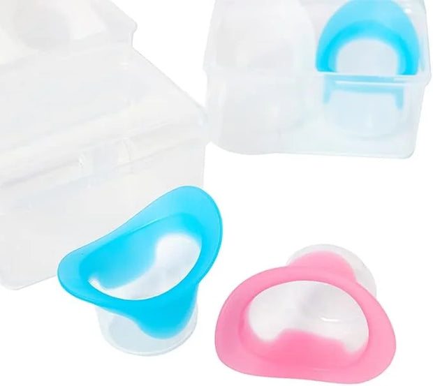 2Pcs Blue and Pink Eye Wash Cup Eye Wash Kit with Storage Container Bath Kit Silicone Eyelash Lid Care for Tired Dry Eyes ...