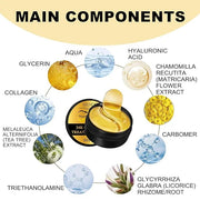 24K Gold Under Eye Patches - Hydrating Anti-Wrinkle Masks with Hyaluronic Acid, Vitamin C - Reduce Dark Circles, Puffiness...