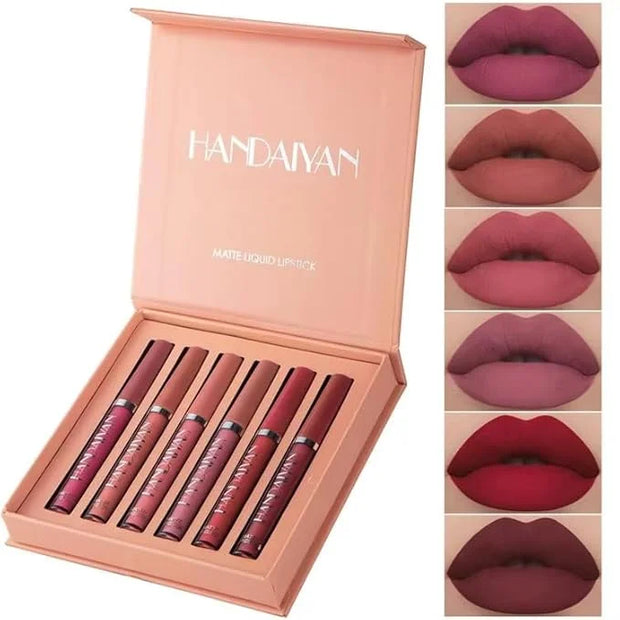 R.Y.M 6 Pcs Red Matte Liquid Stick Set, Natural, Moisturizing, Plumper Lip Gloss Set, Long Lasting for lip color, with bea...