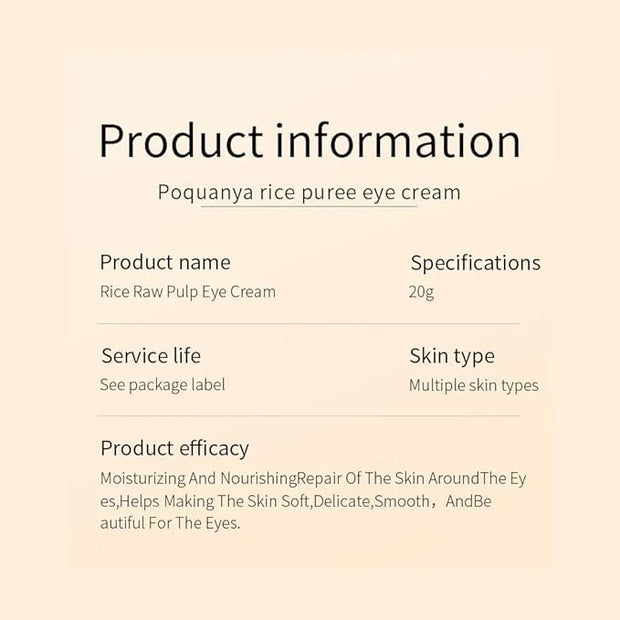 BIOAQUA Rice Raw Pulp Under-Eye Cream Rice Extract Moisturizing Smooth Nourishing Under-Eye Skin 20g / 0.7oz - Product Image