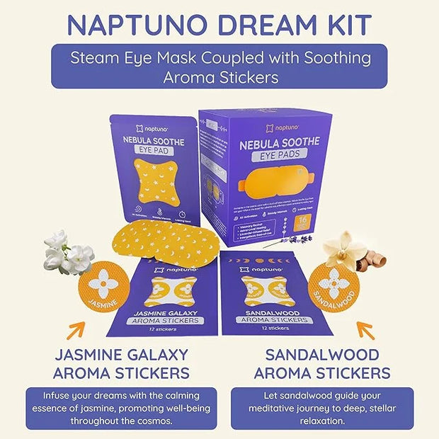 Naptuno 16 PCS Steam Eye Masks Disposable, Eye Fatigue Relief Self Heating Warming Eye Mask for Dry Eyes - Heated Sleep Ma...