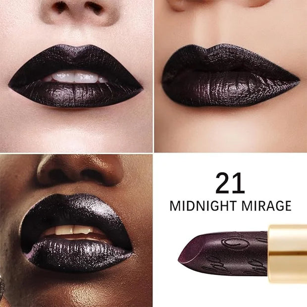Oulac Metallic Black Lipstick for Women, High-Impact Lipcolor with Moisturizing Creamy Formula, Vegan & Cruelty-Free, Full...
