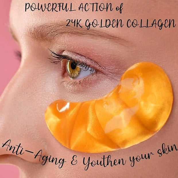 CCbeauty 24 Packs Lip Masks & Eye Mask Bulk,24K Gold Under Eye Patches for Puffy Eyes,Dark Circles,Collagen Eye gel Pads f...