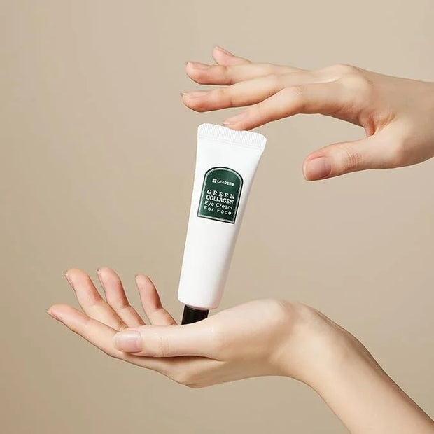 LEADERS Green Collagen Eye Cream for Face – Vegan Anti-Aging Eye Treatment, Reduces Fine Lines & Dark Circles Without Irri...