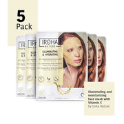Vitamin C & Hyaluronic Acid Face Mask (5 Masks) + Eye Mask Patches with Vitamin C, Cucumber and Hyluronic Acid, Anti-Fatig...