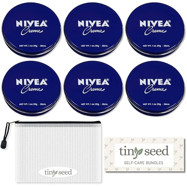 TINY SEED 6-Pack Travel Kit: Creme 1 oz Travel Size Tins. Cream Moisturizer for Face, Hands, and Body. Includes Compliment...