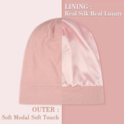 Lulusilk Silk Sleep Mask and Cap Set - Pink Silk Eye Mask and Bonnet Scrunchie Set - Product Image