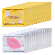 30 Pairs 24K Gold Eye Masks & Lip Masks,Crystal Collagen Eye Patches for Puffy Eyes, Effectively Moisturizing Lip & Eye Sk...