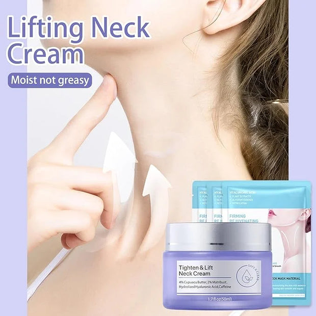 Neck Firming Cream and Neck Mask Set,Non-greasy Tighten Lift Firming Face Cream Skincare Moisturizer, 3 Pieces Deep Moistu...