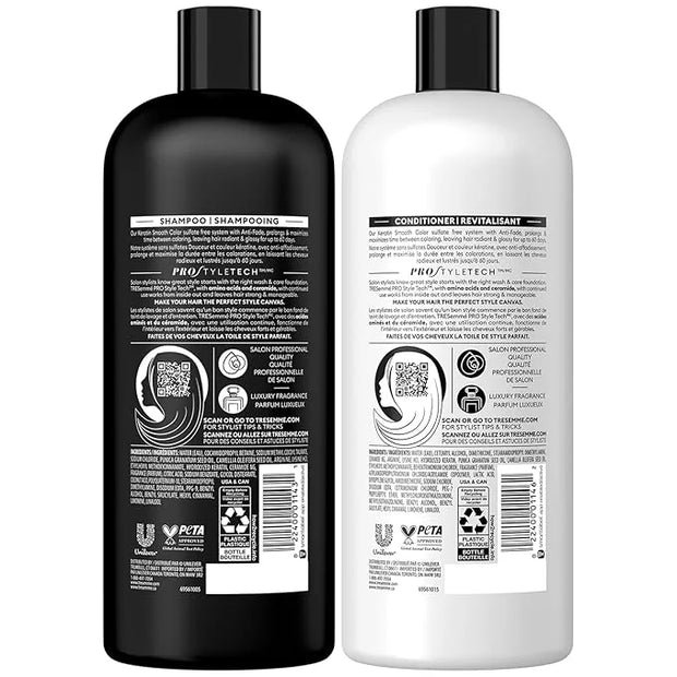 TRESemmé Shampoo and Conditioner, Keratin Smooth Color – Anti-Fade, Anti-Frizz Hair Products for Color-Treated Hair, 28 Oz...