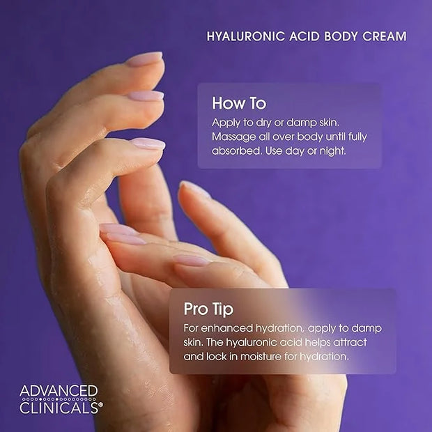 Advanced Clinicals Hyaluronic Acid Moisturizer Body Cream W/Vitamin E | Hydrating Cream & Body Lotion For Women & Men To H...